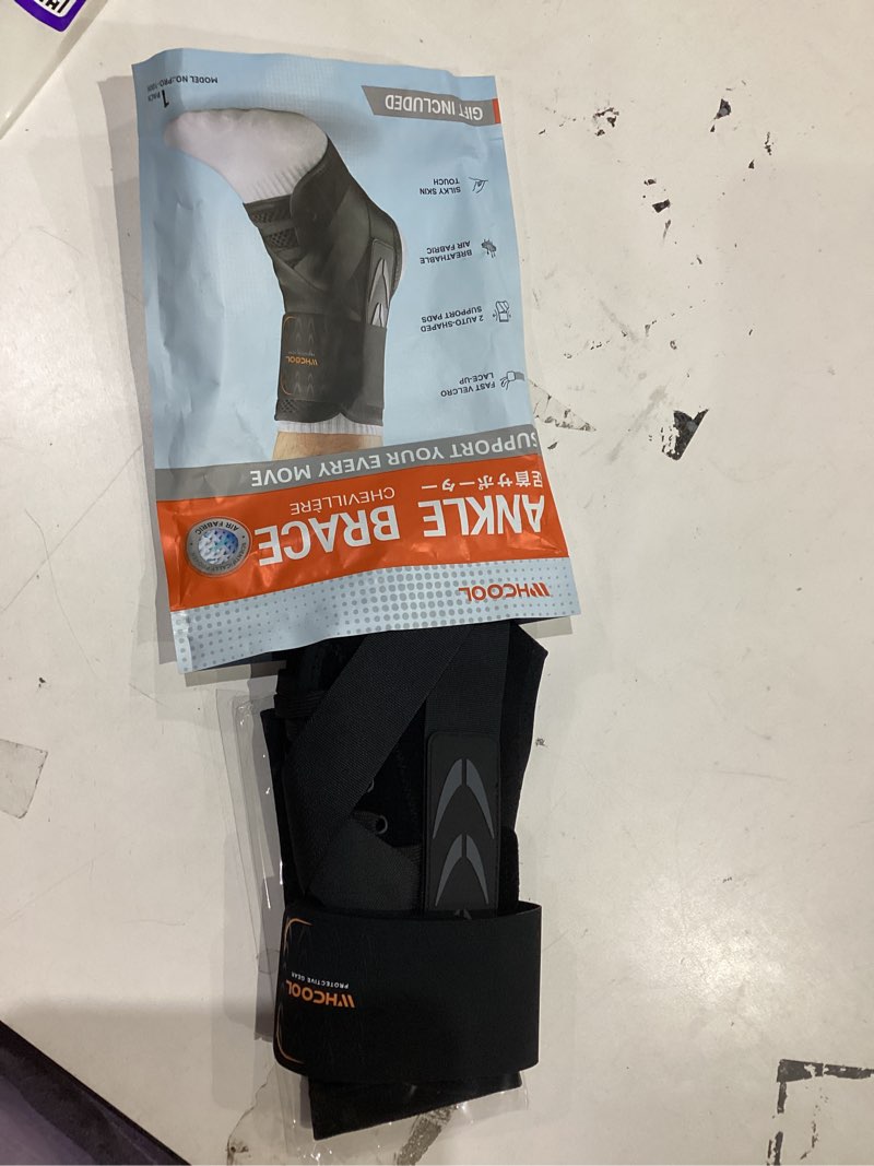 Condition photo showing Good Condition for WHCOOL Slim-Fit Ankle Brace for Sprained Ankle, Quick Lace Up Ankle Support for Women Men with 2 Auto-Shaped Pads, Air Fabric Cool Ankle Stabilizer for Injury Recover, Running,Sports, M(12”-13”) Orange/Black-M(ankle:30-33cm)