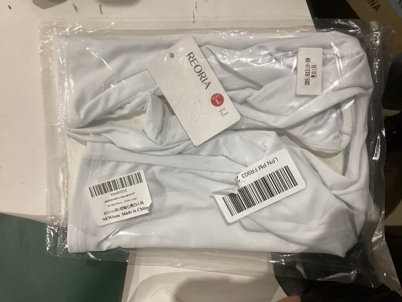 Condition photo showing New/Like New for REORIA Women's Sexy Halter Backless Double Lined Tank Top Y2k Trendy Camisole Crop Tops Large White