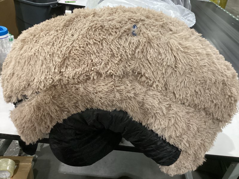 Condition photo showing Good Condition for similar to stock photo!!! bedsure calming dog bed for extra large dogs - donut washable large pet bed, 45 inches anti-slip round fluffy plush faux fur dog bed, fits up to 120 lbs pets, camel