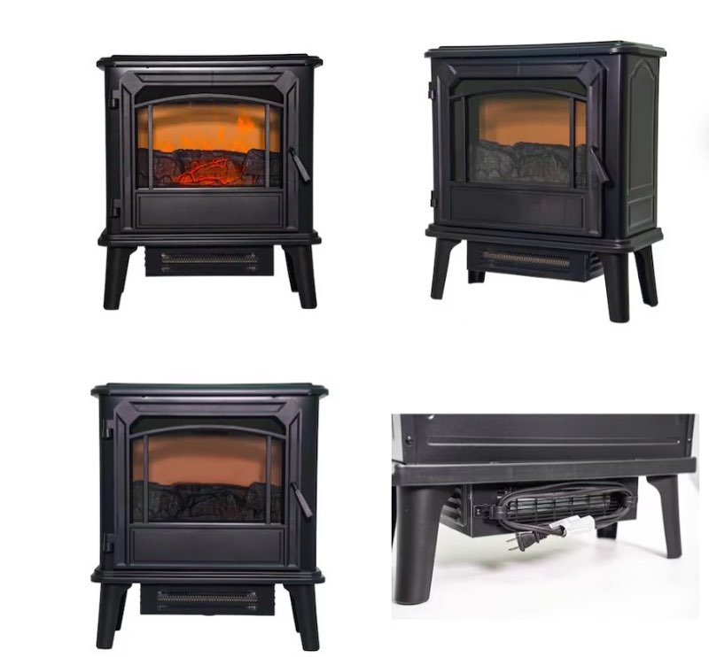 style selections 20.87-in w 5200 -btu black metal flat wall fan-forced electric stove with thermostat