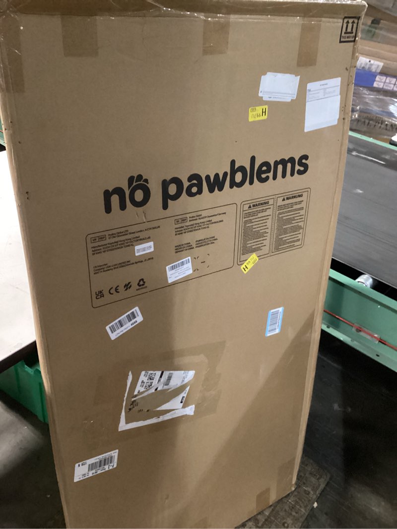 Condition photo showing New/Like New for No Pawblems 55.1" Extra Tall Pet Gate for Cat/Dog, 29.9-44.4" Wide Auto Close Tall Cat Gate, NO Drilling Pressure Mounted for Doorways/Hallways, 1.37" Narrow Bar Spacing, Black Black - S 55.1" Tall, 29.9-44.4" Wide