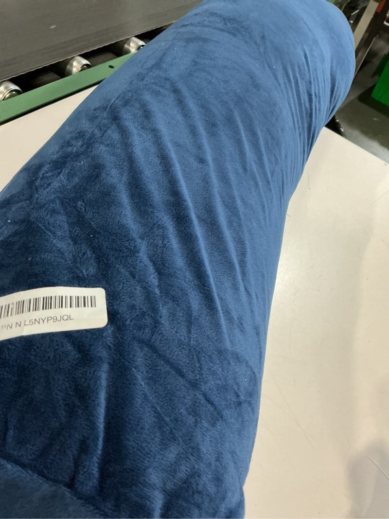 Condition photo showing Good Condition for Body Pillow for Adults, Bolster Pillow with Removable Velvet Cover, Long Round Cervical Roll Pillow, 47" x 7.87", Blue Blue 47 inch