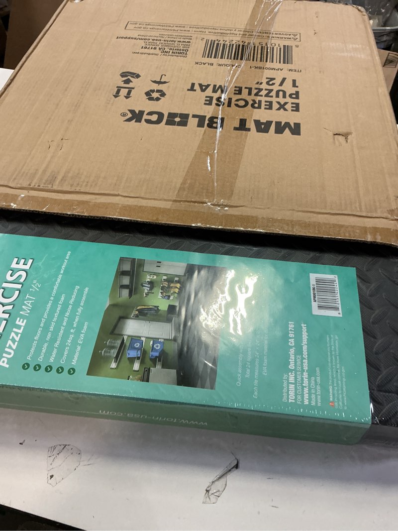 Condition photo showing New/Like New for Mat Block EVA Exercise Floor Mats: Interlocking Foam Tile Performance Mats - 6 Tiles (Area: 24 SQ FT) 1/2 inch Thickness, EVA Home Gym Exercise Floor Mats for All Exercises or Equipment, Black 0.5 Inch 6 Tiles (24 sq ft) Black