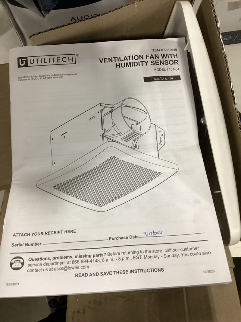 Utilitech 1.5-Sone 100-CFM White Bathroom Fan with Humidity Sensor (ENERGY STAR Certified)