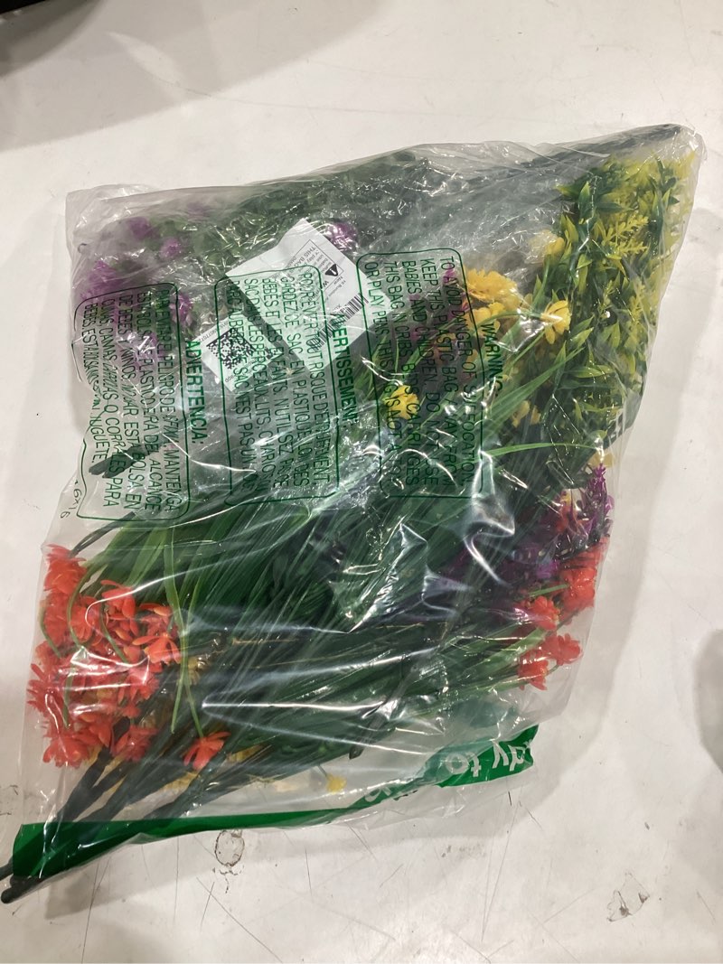 Condition photo showing Good Condition for ouddy decor 16 bundles artificial flowers for outdoors fake plastic plants faux shrubs greenery wheat grass uv resistant for spring summer garden patio window box office table kitchen home decoration multi color