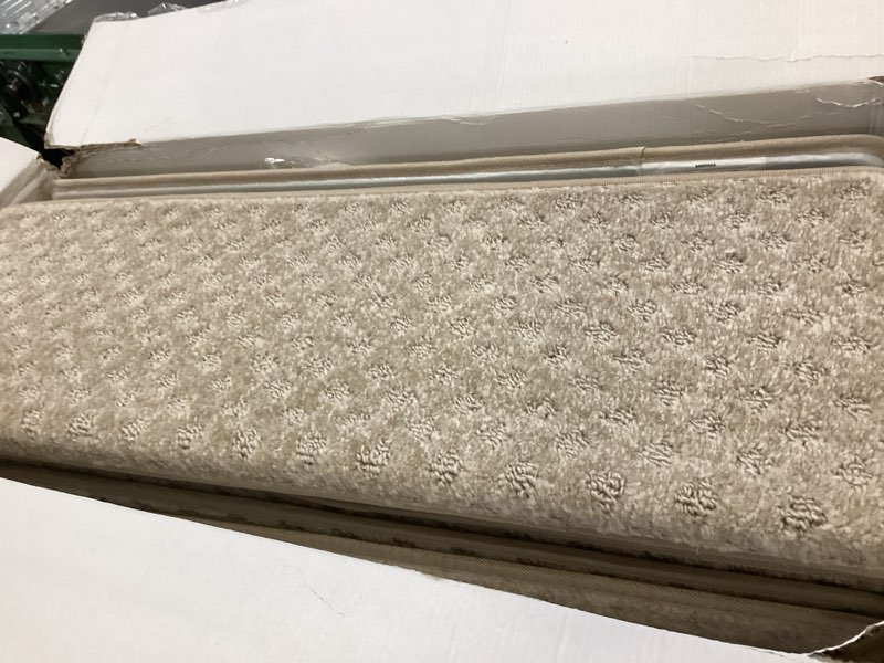 Condition photo showing Good Condition for MBIGM Bullnose Non-Slip Stair Treads with Reusable Adhesive (4 Pack) 9.5" x 30" Wooden Steps Protection -TPU Backing with Steel Reinforcement - Anti-Slip Solution- Lattice, Warm Ivory Stair Treads 9.5" x 30" Warm Ivory - Lattice 4