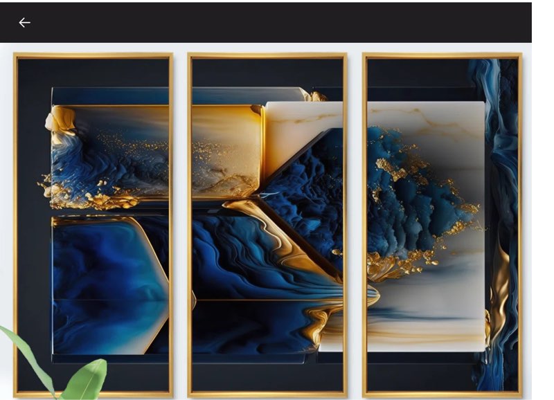 Abstract Geode Gold And Blue Marble Shape II - 3 Piece Print 32 x 16