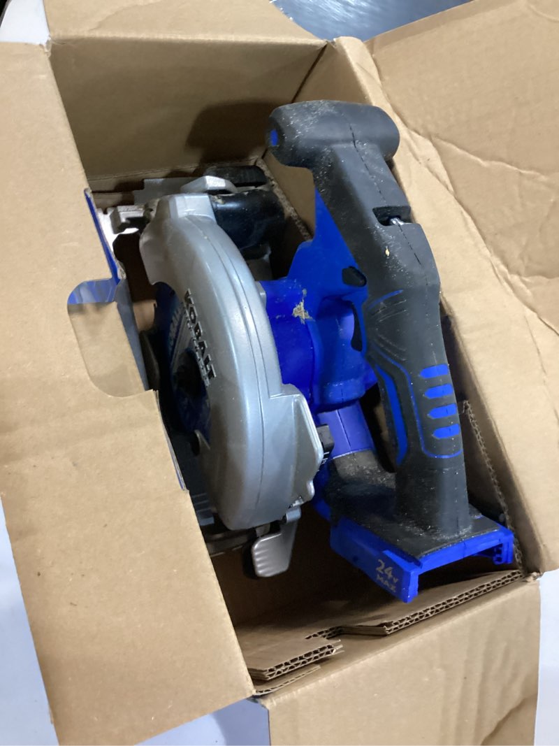 Condition photo showing As Is for kobalt 24-volt 6-1/2-in brushless cordless circular saw (battery and charger not included)