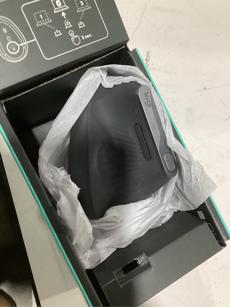 Condition photo showing As Is for logitech mx vertical wireless mouse – ergonomic design reduces muscle strain, move content between 3 windows and apple computers, rechargeable, graphite 1