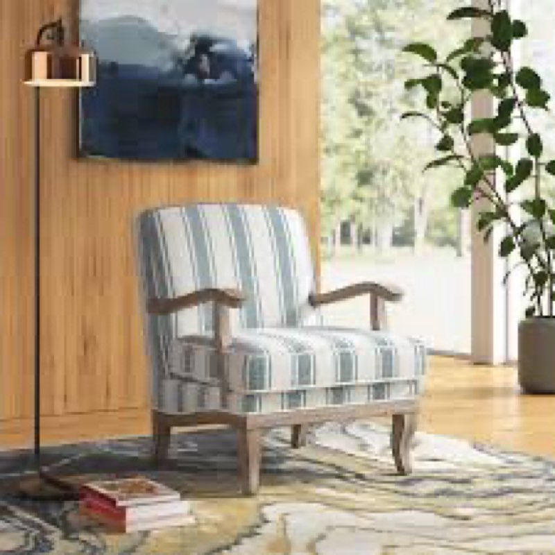 Amilio Wooden Upholstered Armchair with Solid Wood Armrests