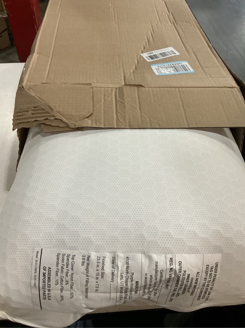 Condition photo showing As Is for purple gridcloud pillow – down-alternative pillow, gelflex® grid for soft support & pressure relief for side sleepers– always-fluffy silicone-coated fill– breathable moisture-wicking cover - standard