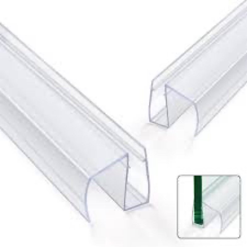 Shower Door Bottom Seal Strips 2PCS, 36 Inch Length PVC Clear Seal Strips with Drip Rail for 3/8"(10