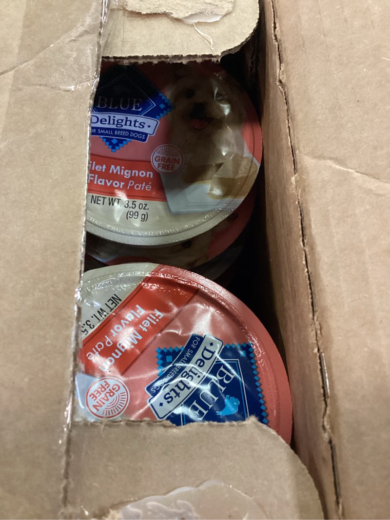 Condition photo showing New/Like New for BLUE Divine Delights Filet Mignon Flavor in Savory Juices, 3.5 Ounce (Pack of 1) Best By 04/12/26