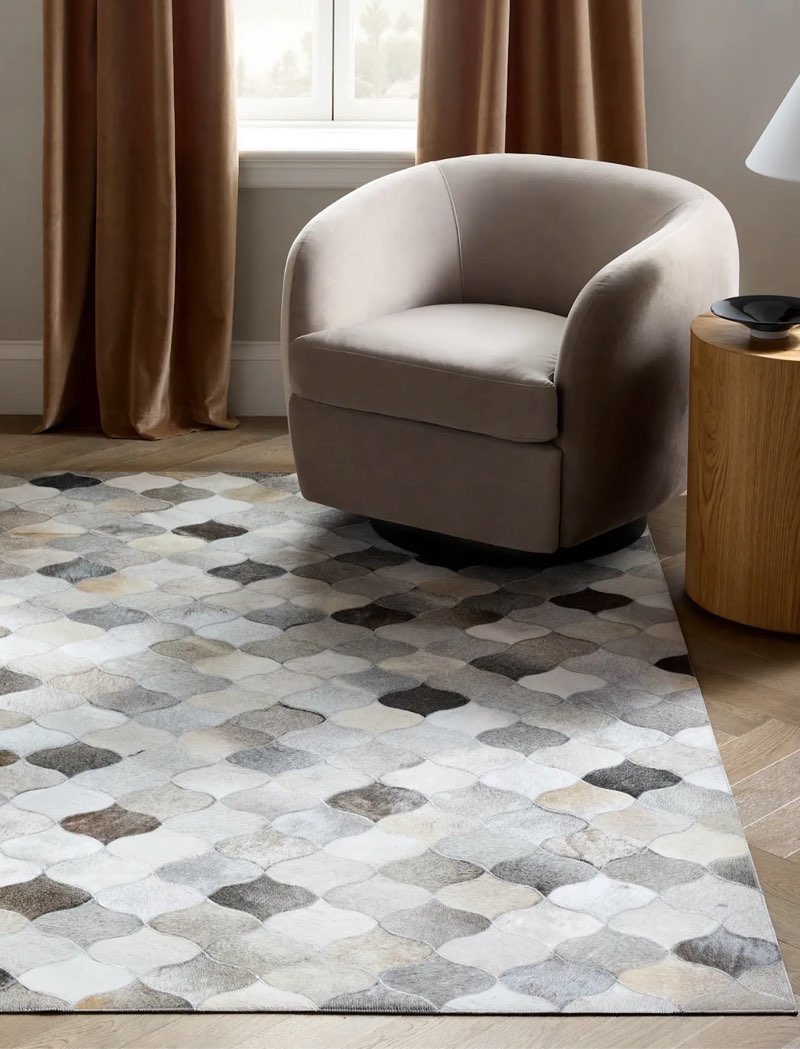 trellis hair on hide rug grey 9’x12’