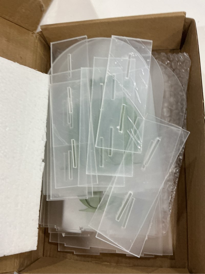 Condition photo showing Good Condition for 15 pcs frosted arch wedding table numbers with stands 1-15, 5"x7" acrylic display signs and holders, perfect for centerpiece, reception, party, anniversary, banquet, event (sage green) 15 sage green