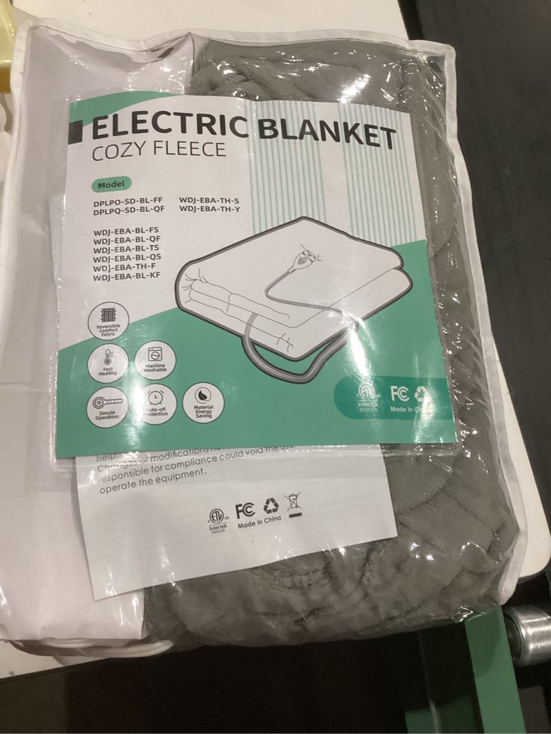 Condition photo showing As Is for Electric Heated Blanket 84"x90" Queen Size - 4 Heat Settings & Dual Controllers, 10H Auto Shut Off, Ultra-Soft Coral Fleece Heated Blanket with Overheat Protection, Cozy and Comfortable, Light Grey 02-light Gray Queen Size (84"x90")