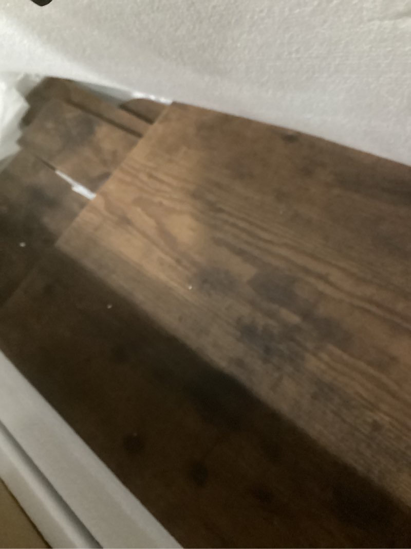 Condition photo showing Good Condition for Record Player Stand, Large Record Player Table Cabinet with Open Vinyl Storage and Display Shelf Holds up to 350 Albums, Mid Century Wood Turntable for Living Room, Bedroom (Brown)