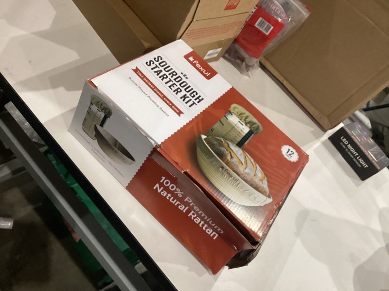 Condition photo showing Good Condition for Sourdough Starter Kit with 9 Inch Banneton Bread Proofing Basket, 24oz Starter Jar & Recipe Book – Complete Sourdough Bread Baking Supplies Set with Dough Whisk & Scraper for Artisan Home Bakers