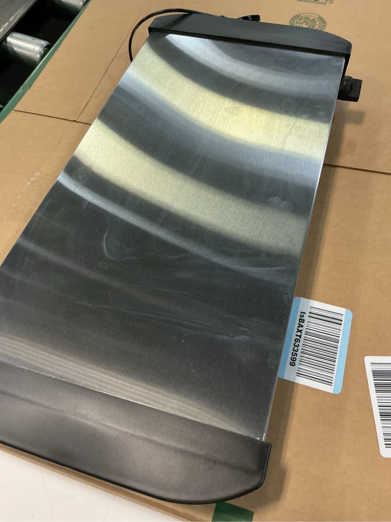 Condition photo showing As Is for OVENTE Electric Warming Tray with Adjustable Temperature Control, Compact Food Warmer & Server for Buffets, Parties, Events, and Dinners, Cool-Touch Handles, Stainless Steel, Silver FW170S Warming Tray - Silver