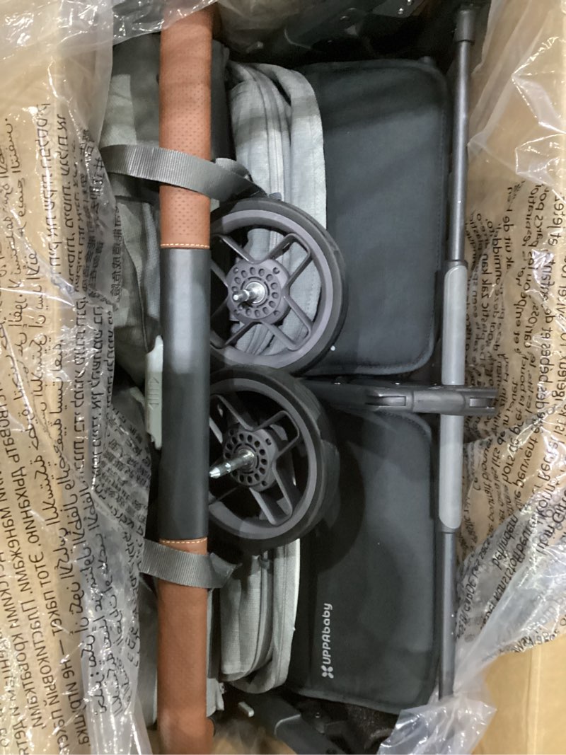 Condition photo showing Good Condition for uppababy minu duo side-by-side double stroller - lightweight + compact design for travel - easy fold- from birth to toddler - independent recline -greyson(charcoal mélange/carbon frame/saddle leather) greyson (charcoal mélange/carbon frame/saddle leather)
