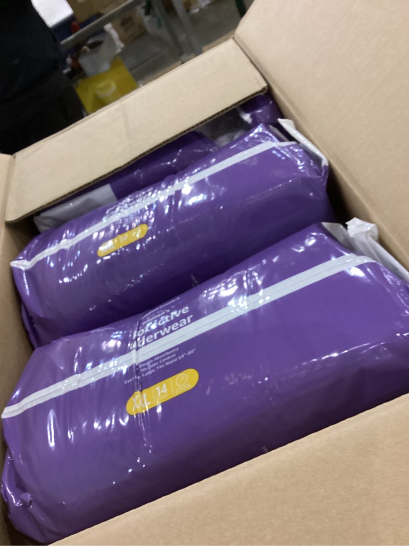 Condition photo showing New/Like New for Amazon Basics Incontinence Underwear for Women, Protective, Disposable, Postpartum, Maximum Absorbency, XX-Large, Lavender, 42 Count (3 Packs of 14) XX-Large 42