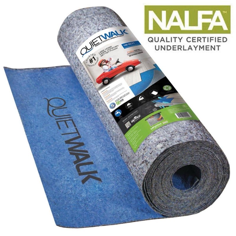 quietwalk underlayment 360 sq ft – 3 mm thick – for laminate & hardwood floors – approved for pre-at