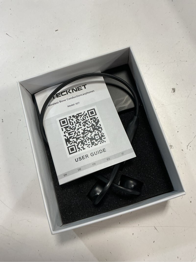 Condition photo showing Good Condition for tecknet bone conduction headphones, bluetooth v6.0 open ear headphones, wireless headphones 10h playtime & ipx5 waterproof, comfortable fit built-in mic, sport headphone for running & workout -black