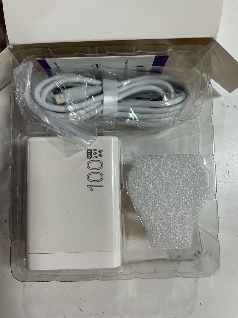 Condition photo showing New/Like New for gan 100w usb-c laptop charger - compatible for hp, lenovo, asus, samsung, macbook pro, air, ipad pro, acer, lg, razer laptop, 4-ports charging station type c adapter with 5ft ac cable