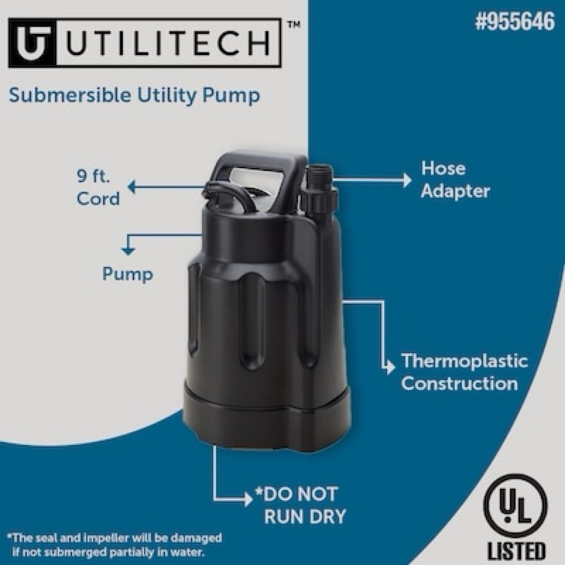 utilitech 1/6-hp 115 -volt 25-gallon thermoplastic submersible utility pump