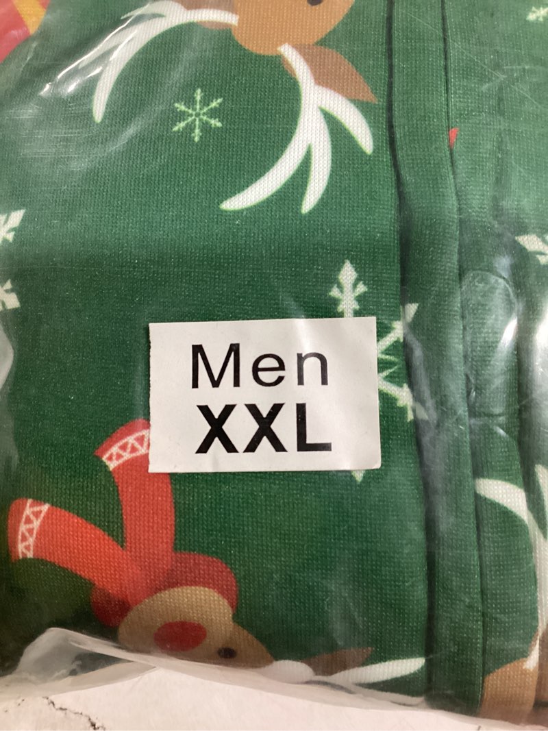 Condition photo showing New/Like New for ANGELGGH Family Matching Christmas Onesie, Cute Vacation Print One Piece Pajamas, Hooded Holiday Sleepwear Nightwear (Men, XXL, Hat Reindeer)