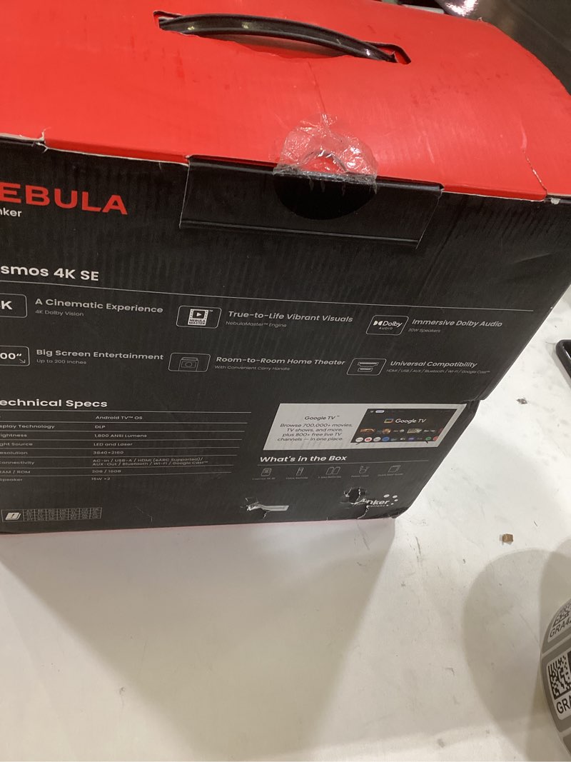 Condition photo showing Good Condition for NEBULA Cosmos 4K SE Smart Projector, Nebulamaster, High-Brightness with Dolby Vision, 200" Screen, 1800 ANSI Lumens, HybridBeam, Enhanced Image Quality, GTV, Portable, for Gaming, Home, and Office Use Cosmos 4K SE (1800 ANSI)