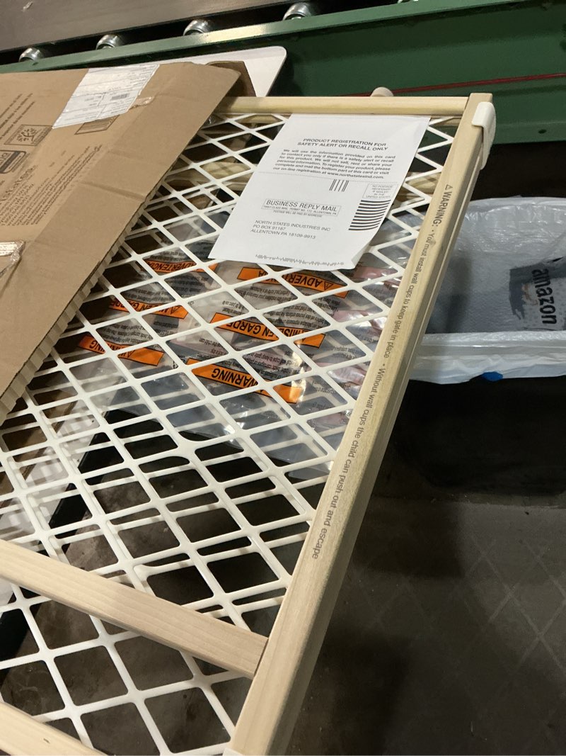 Condition photo showing Good Condition for toddleroo by north states - diamond mesh wooden baby gate: pressure mounted baby gate for doorways - adjustable 26.5 to 42 inches wide - 23 inches tall