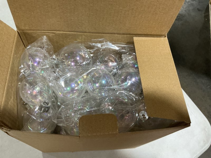Condition photo showing New/Like New for 48 Pcs Christmas Rainbow Decorations - Transparent Fillable DIY Hanging Balls, 4 Sizes for Xmas Tree Home Party Decor