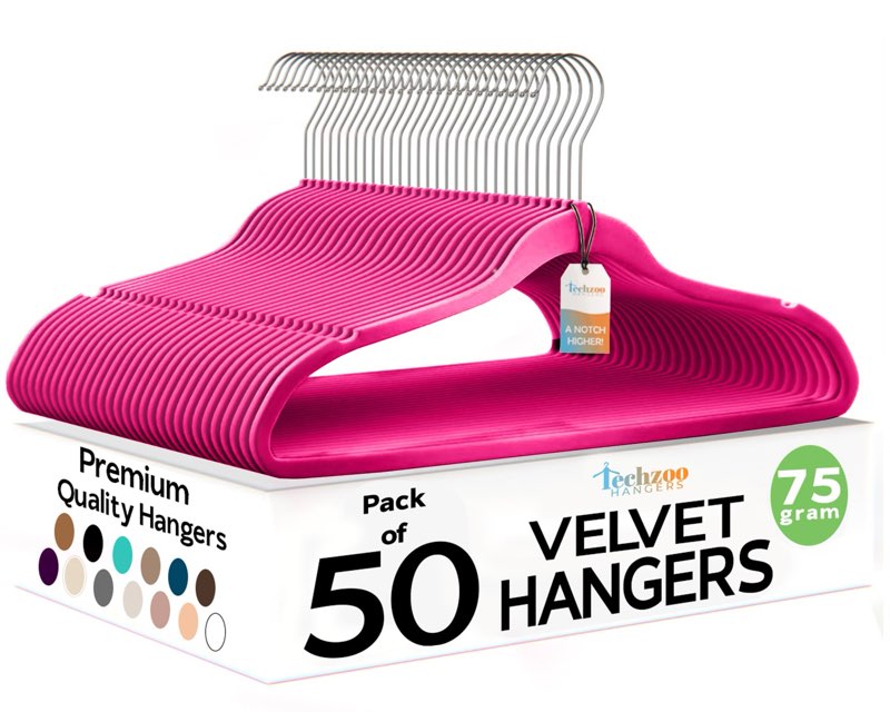 Techzoo Premium Velvet Hangers 50 Pack Ultra Thin Non Slip Adult Felt Space Saving Suit Hanger for C (17 hangers only) (similar to stock photo)