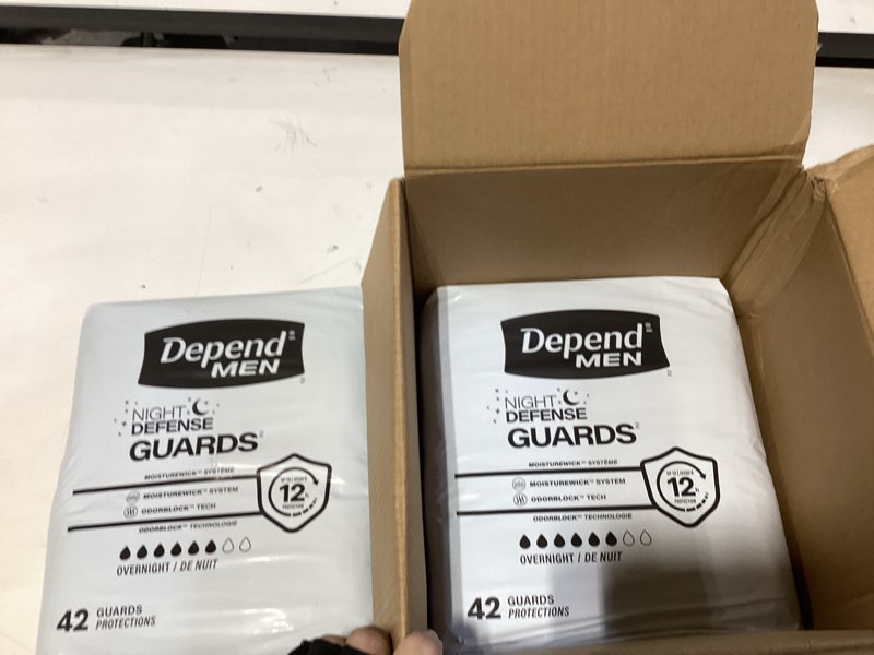 Condition photo showing New/Like New for depend guards incontinence pads for men, overnight absorbency, 84 count, packaging may vary