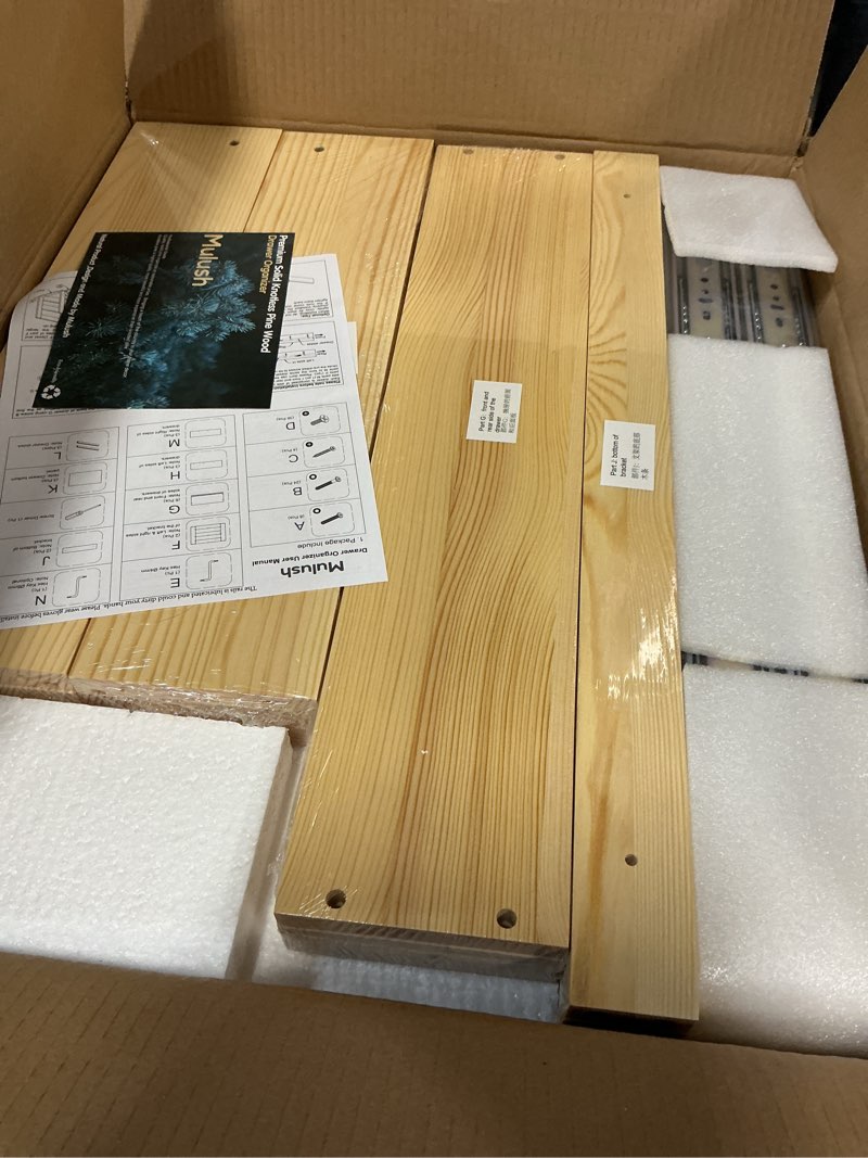 Condition photo showing New/Like New for pull out drawers for cabinets, 26''w×21''d×19''h soft close slide out wood shelves storage organizer for kitchen, 3-tier, finished, heavy-duty, bottom assembly