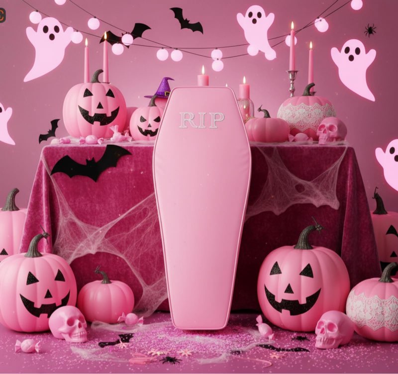 Liliful Halloween Cemetery Pop up Coffin with Lid, 60 Inch Collapsible Scary Fake Fabric Coffin Prop