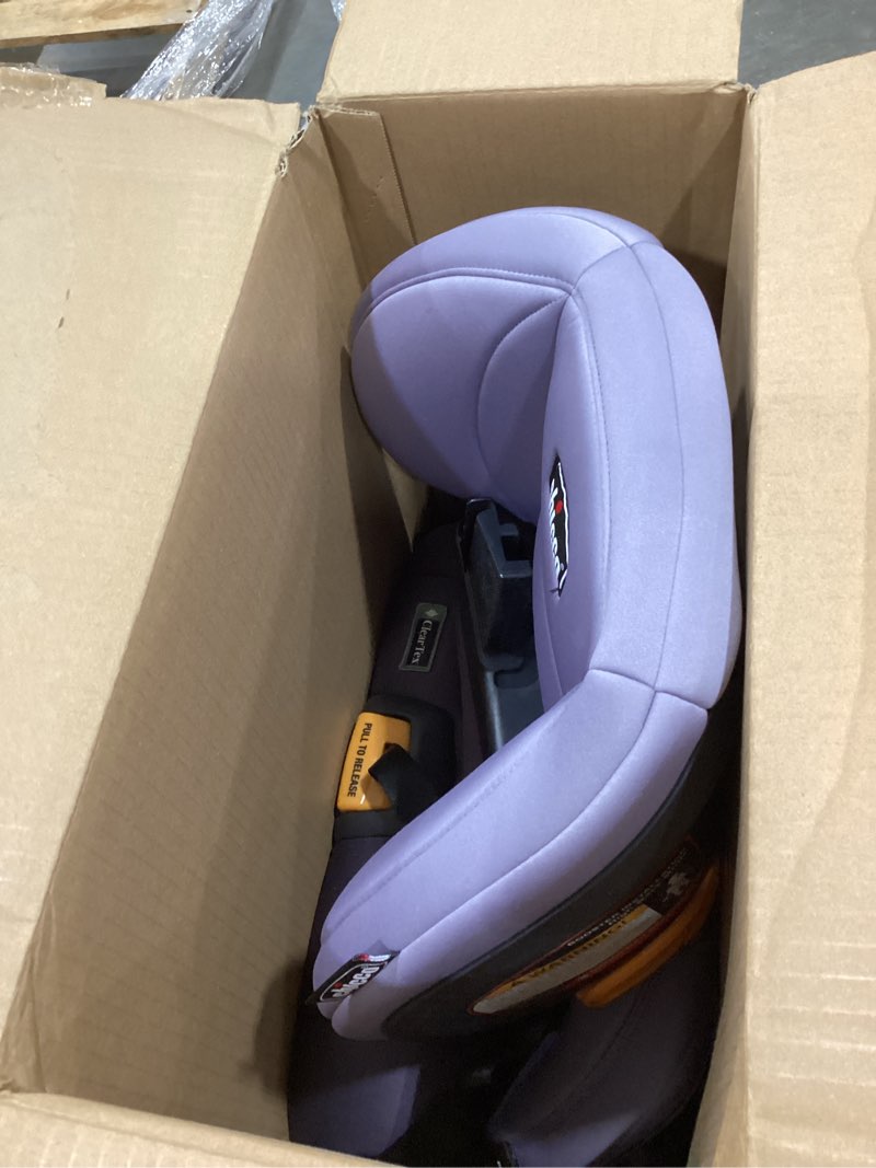 Condition photo showing As Is for chicco kidfit cleartex plus 2-in-1 belt-positioning booster car seat, backless and high back booster seat, for children aged 4 years and up and 40-100 lbs. | lilac/purple kidfit cleartex plus lilac
