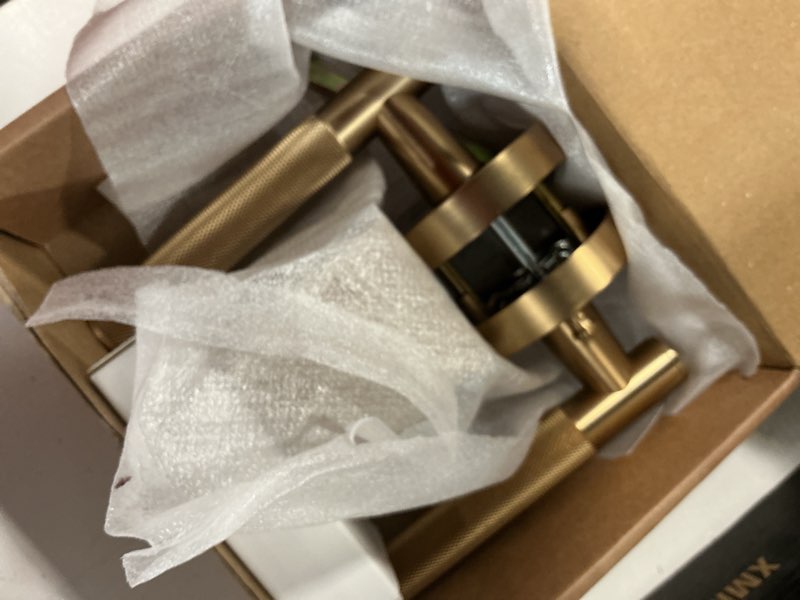 Condition photo showing Good Condition for asidrama 1 pack champagne bronze privacy door handles, door lever with door knobs indoor for bedroom or bathroom, heavy duty door handles interior with locks for left right sided doors privacy 1pack champagne bronze