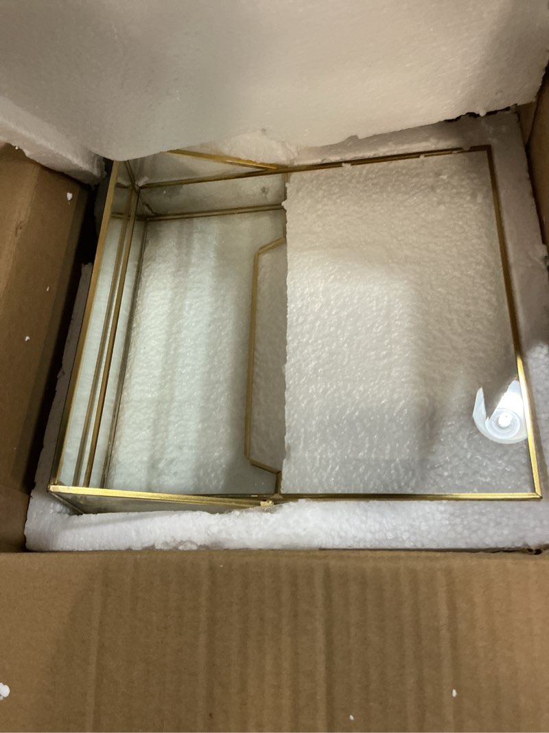 Condition photo showing Good Condition for 2 pcs gold glass brochure holder stand 8.5 x 11 inches acrylic flyer trifold holder display business pamphlets booklets for brochures magazines literatures display office tabletop trade show