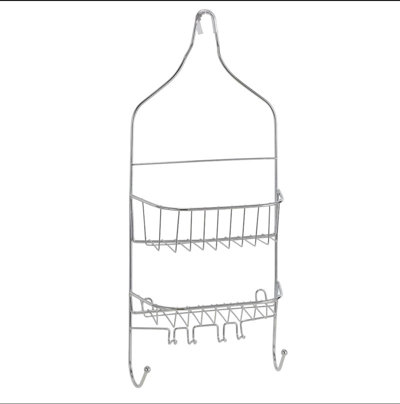Bath Bliss Design Chrome, Resistant, 2 Tier Contoured Caddy, Over The Shower Head, Rust Proof, Bathroom Organizer wit