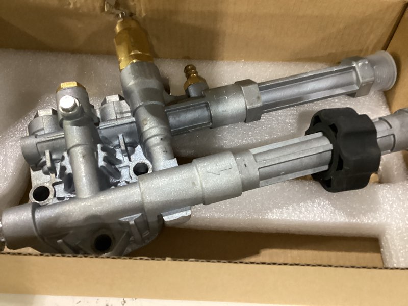Condition photo showing Good Condition for ar42940 pressure washer pump head aluminum, fit for srmw2.2g26/rmw 2.2g24 | ,compatible with troy bilt ar pump rmw2g20, rmw2g24, rmw2.2g20d, rmw2g25, rmw2g23b pump head, replaces# ar42518, ar43061
