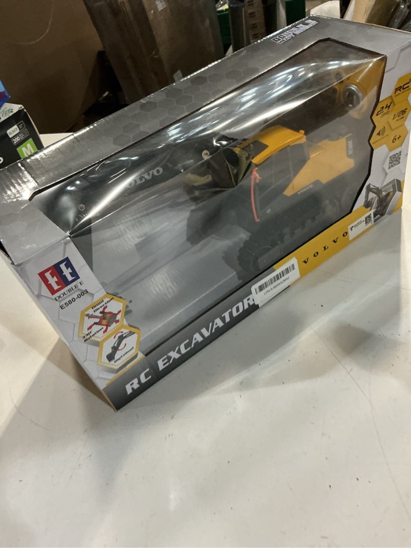 Condition photo showing New/Like New for double e volvo rc excavator remote control excavator toy for boys full function construction vehicles toys with shovel for outdoor play sandbox digger toys gifts for kids