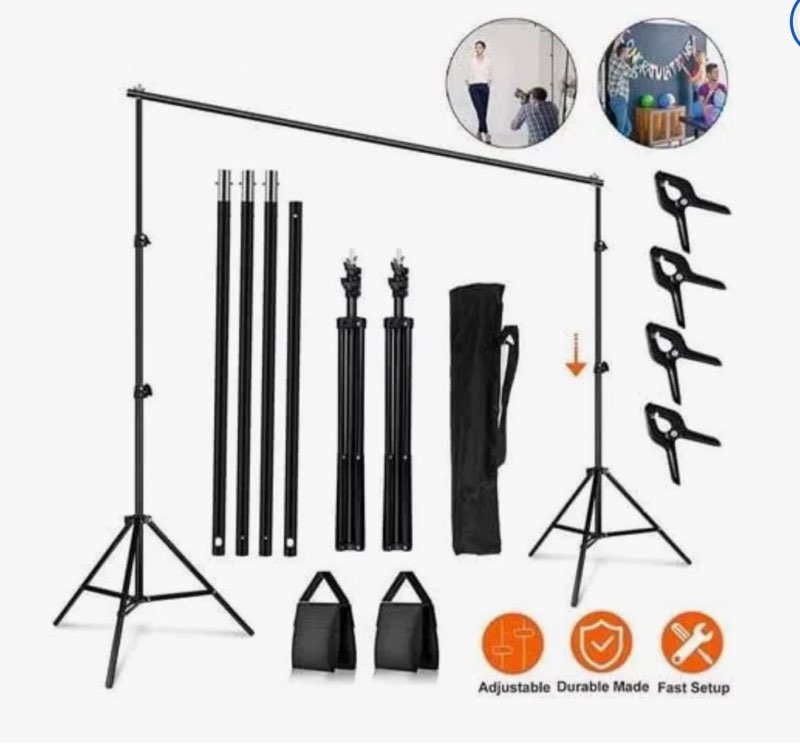 EMART Backdrop Stand 10x7ft(WxH) Photo Studio Adjustable Background Stand Support kit with 2 Crossbars, 8 Clamps, 2 Sandbags and Carry Bag for Parties, Events Decoration, Wedding, Photography