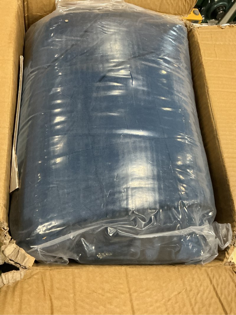 Condition photo showing Good Condition for tribeca living velvet king quilt set, three-piece box stitch bedding set includes one oversized quilt & two sham pillowcases, 260gsm super soft velvet, florence/navy blue