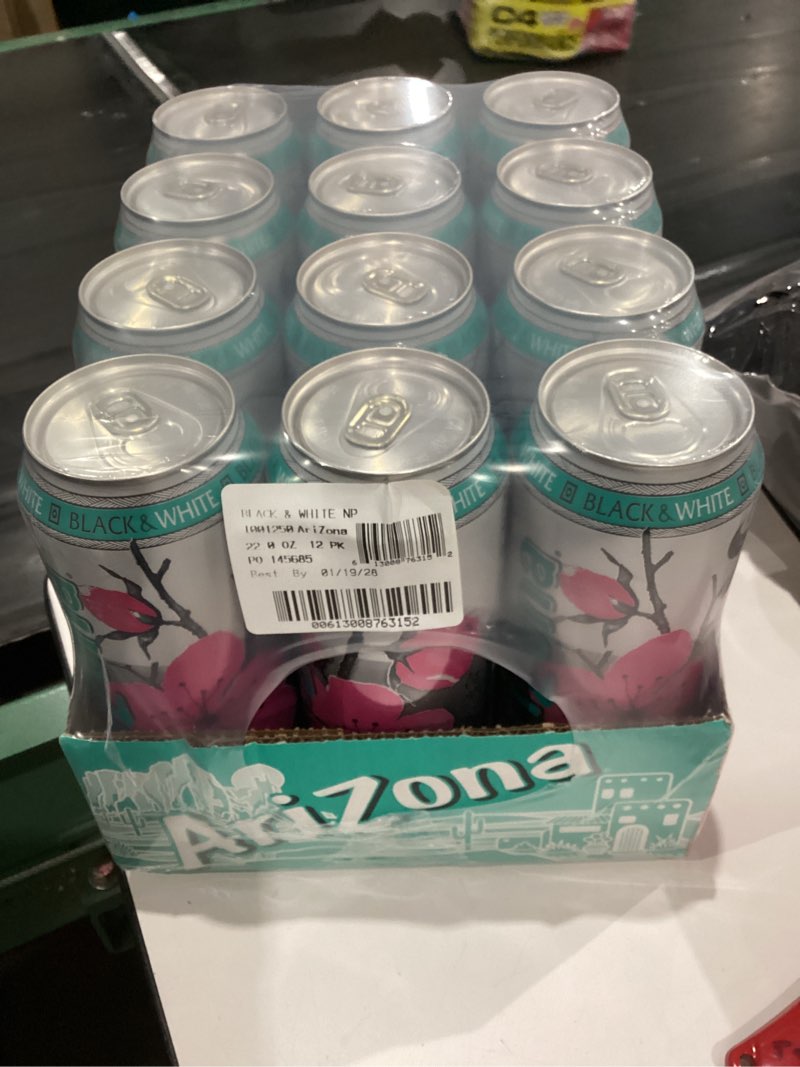 Condition photo showing New/Like New for AriZona Black and White Tea - Big Can, 22 Fl Oz (Pack of 12) Black and White Tea 22 Fl Oz (Pack of 12)