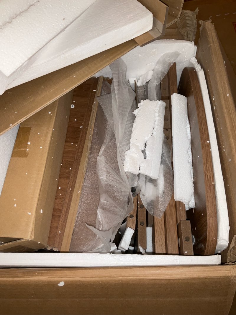 Condition photo showing As Is for LITTLE TREE Large Wide Nightstand with 3 Drawers, Mid Century Modern Oversized Bedside Table for Bed