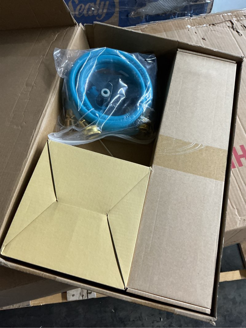 Condition photo showing As Is for (Incomplete) Lyromix Upgraded Trampoline 8FT/10FT/12FT/14FT With Basketball Hoop, Light, Sprinkler, Stakes - Outdoor Backyard for 4-6 Kids and Adults Navy Blue 14FT