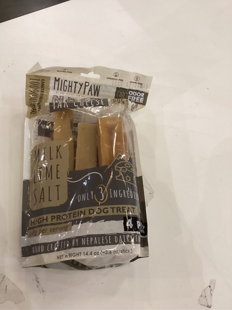 Condition photo showing New/Like New for Mighty Paw Yak Cheese Dog Chews - All-Natural Treats for Dogs - High Protein Treat With 68 Grams Of Protein Per Chew - Delicious And Long Lasting - Odor Free With Limited Ingredients - (Large, 4 Pack)