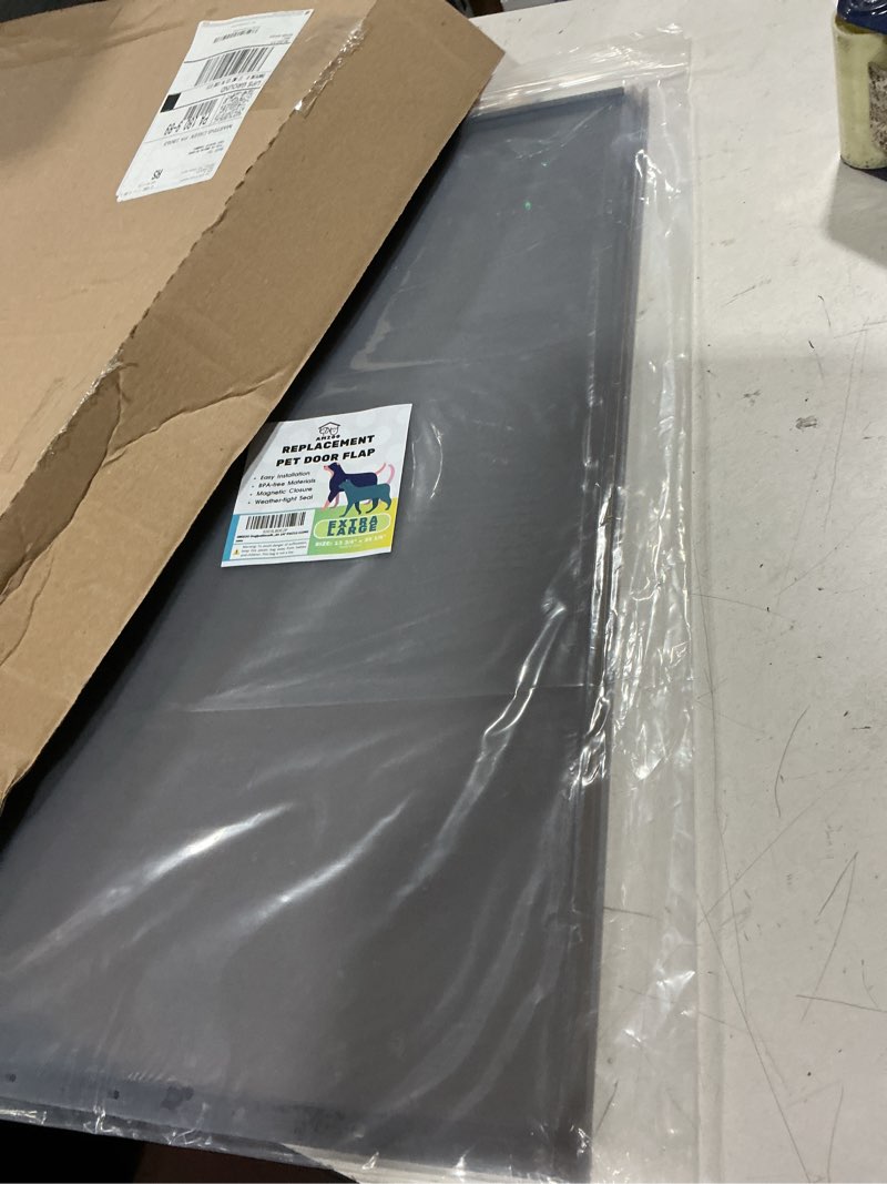 Condition photo showing Good Condition for extra large replacement dog door flap compatible with petsafe measures 13 3/4” x 24 3/8” pac 11-11040, durable and flexible xlarge 1